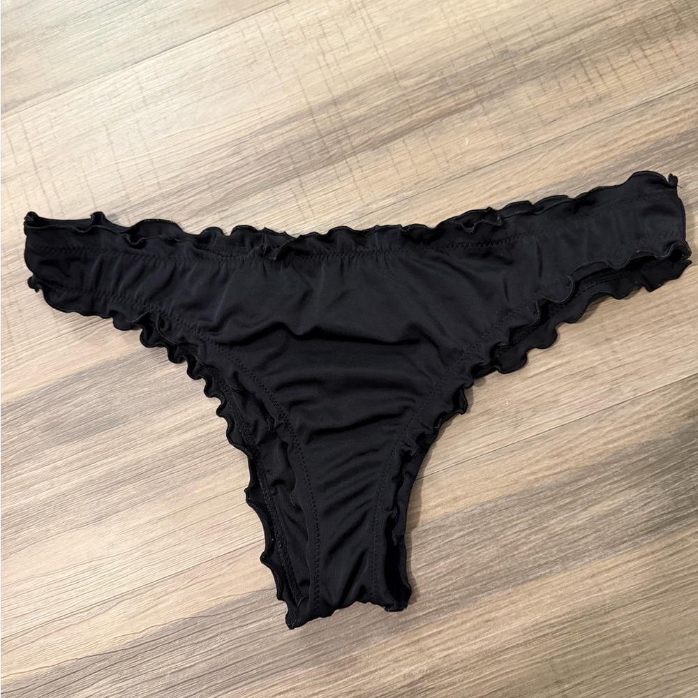 Shade & Shore Black Ribbed Bikini Bottom